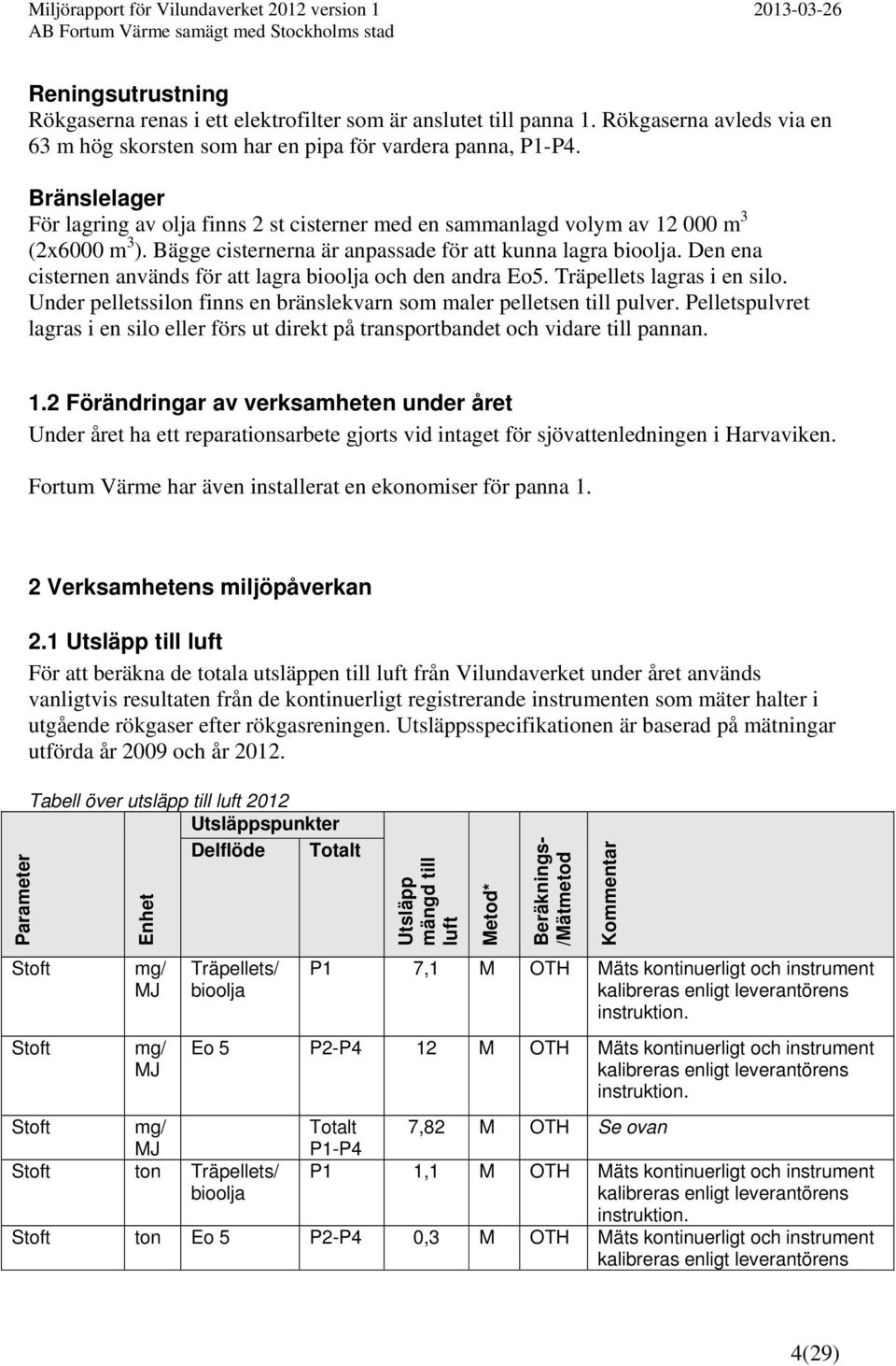 Den ena cisternen används för att lagra bioolja och den andra Eo5. Träpellets lagras i en silo. Under pelletssilon finns en bränslekvarn som maler pelletsen till pulver.