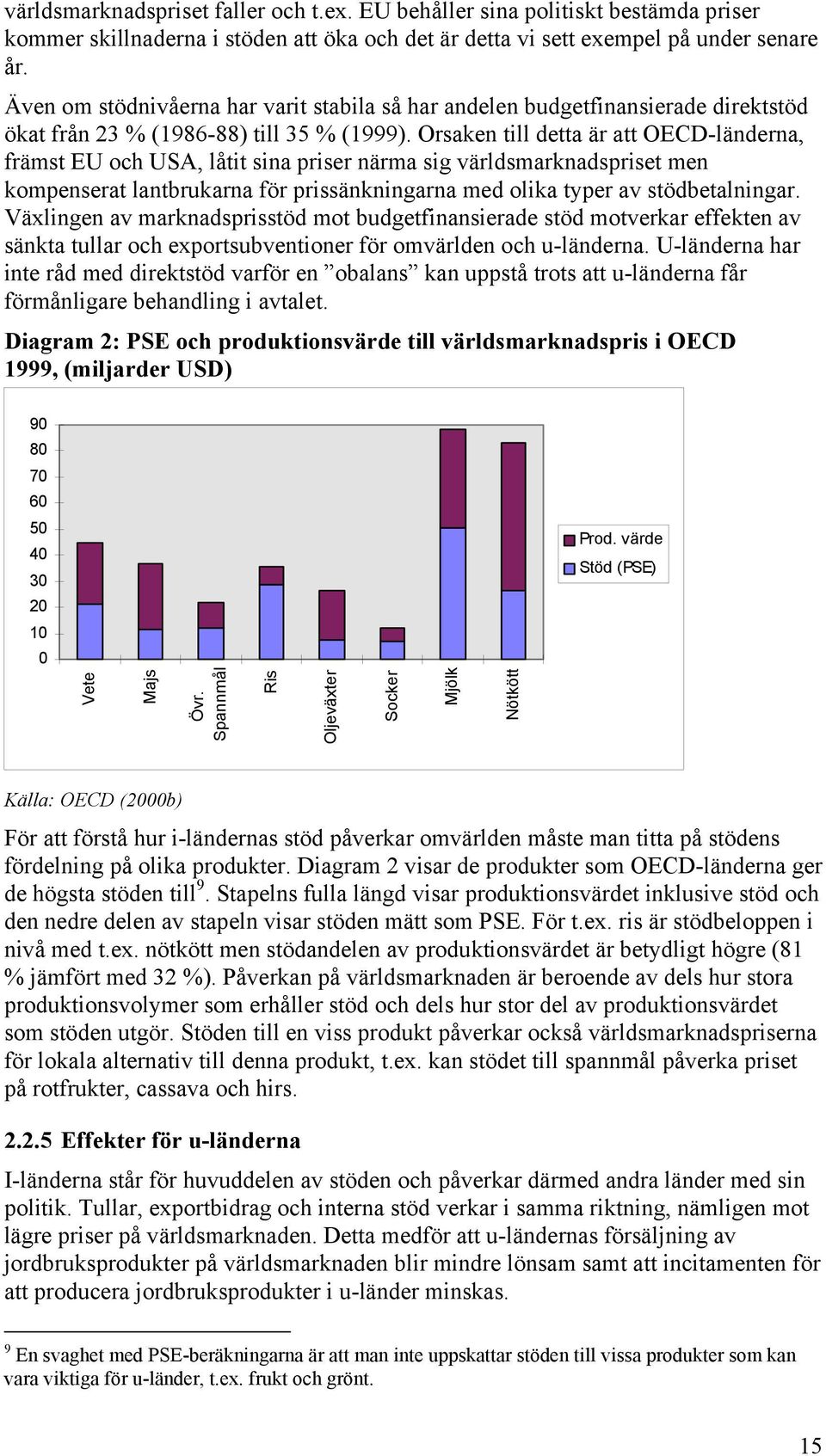 Orsaken till detta är att OECD-länderna, främst EU och USA, låtit sina priser närma sig världsmarknadspriset men kompenserat lantbrukarna för prissänkningarna med olika typer av stödbetalningar.