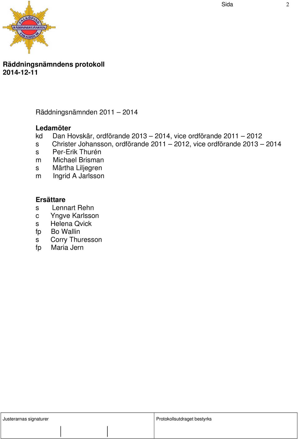 2014 s Per-Erik Thurén m Michael Brisman s Märtha Liljegren m Ingrid A Jarlsson