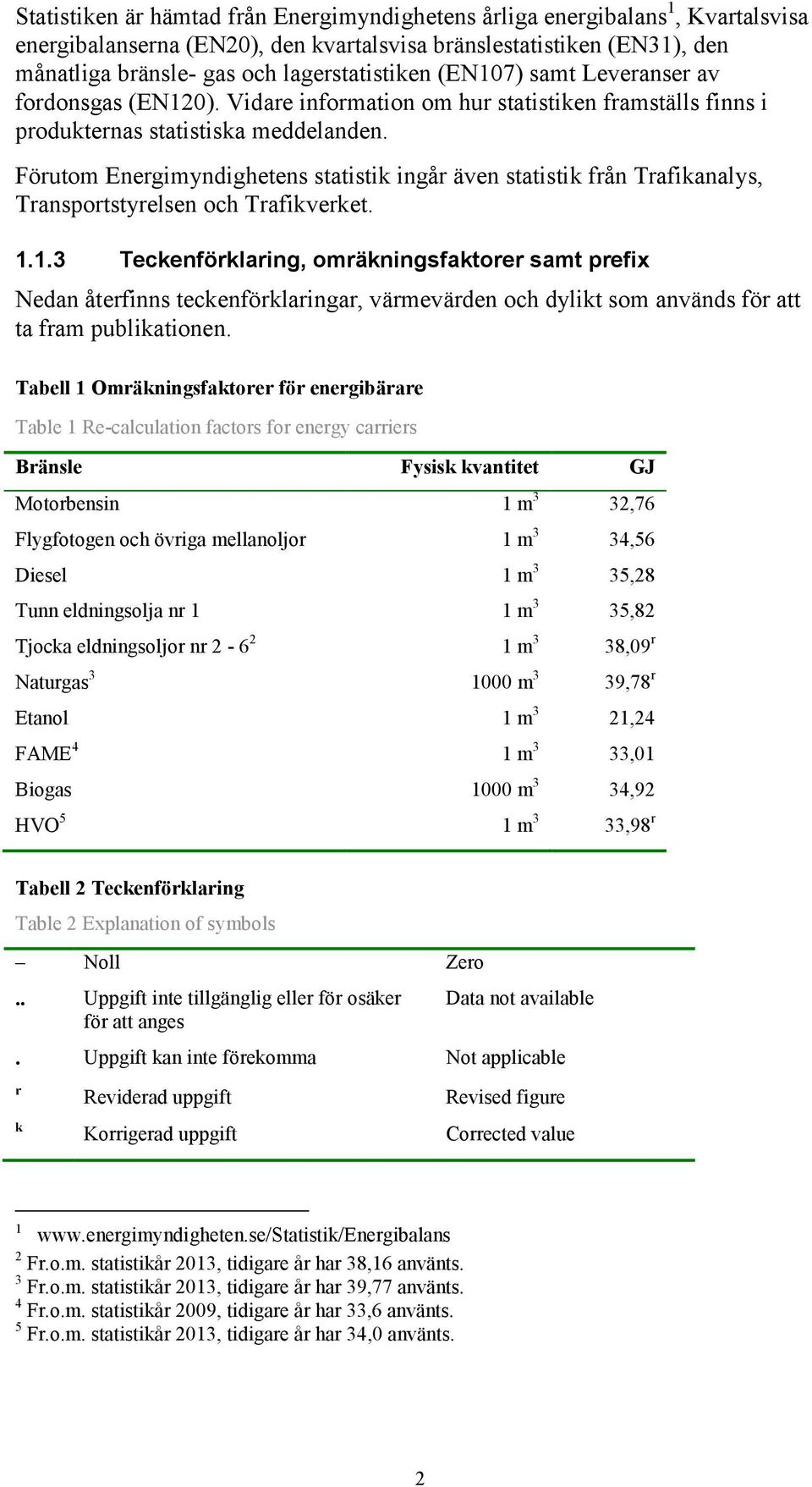 Förutom Energimyndighetens statistik ingår även statistik från Trafikanalys, Transportstyrelsen och Trafikverket. 1.