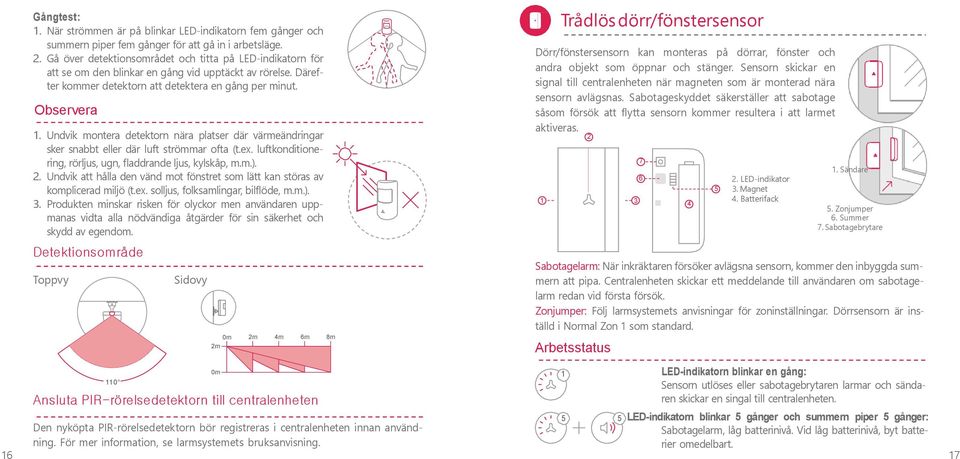 Undvik montera detektorn nära platser där värmeändringar sker snabbt eller där luft strömmar ofta (t.ex. luftkonditionering, rörljus, ugn, fladdrande ljus, kylskåp, m.m.). 2.