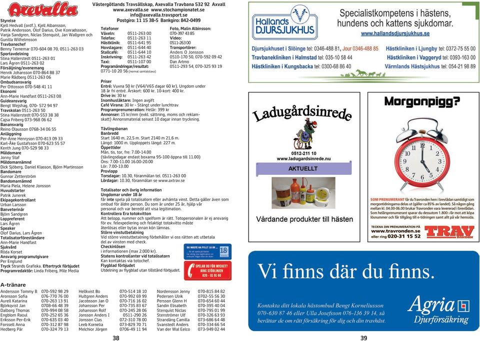 Sportavdelning Stina Hallerstedt 0511-263 01 Lars Ågren 0511-263 02 Försäljning/evenemang Henrik Johansson 070-864 88 37 Marie Rådberg 0511-263 06 Ombudsansvarig Per Ottosson 070-548 41 11 Ekonomi