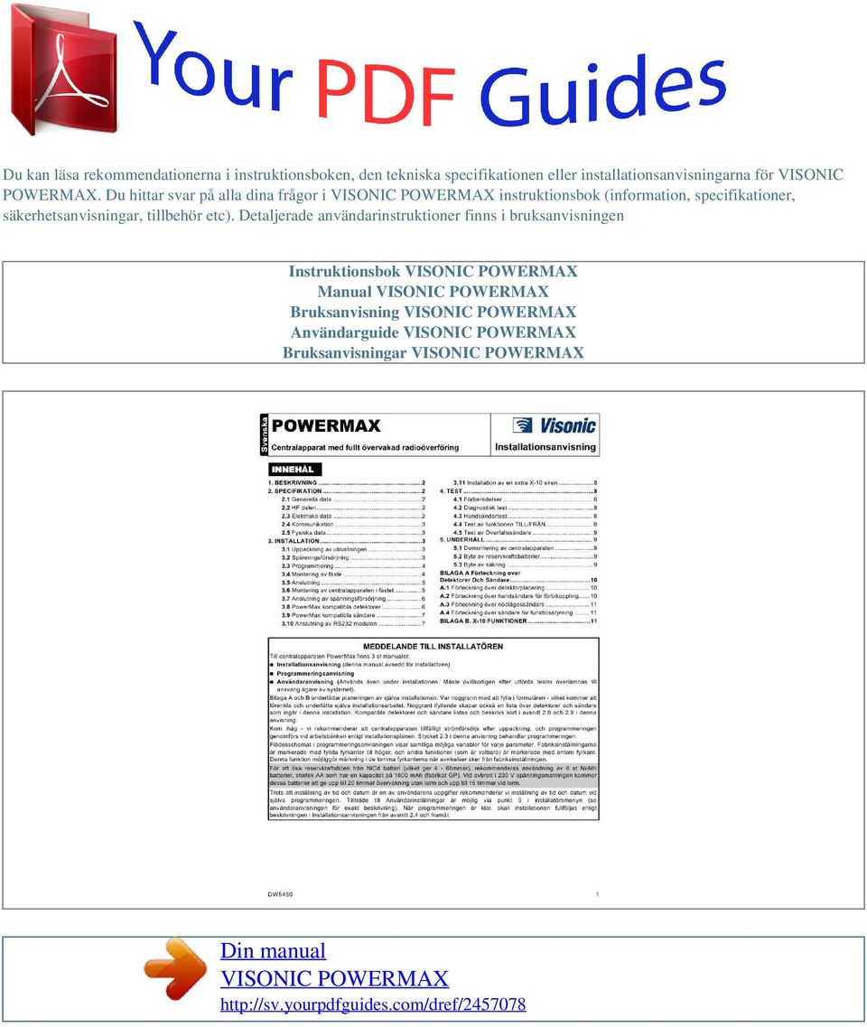 Du hittar svar på alla dina frågor i instruktionsbok (information, specifikationer,