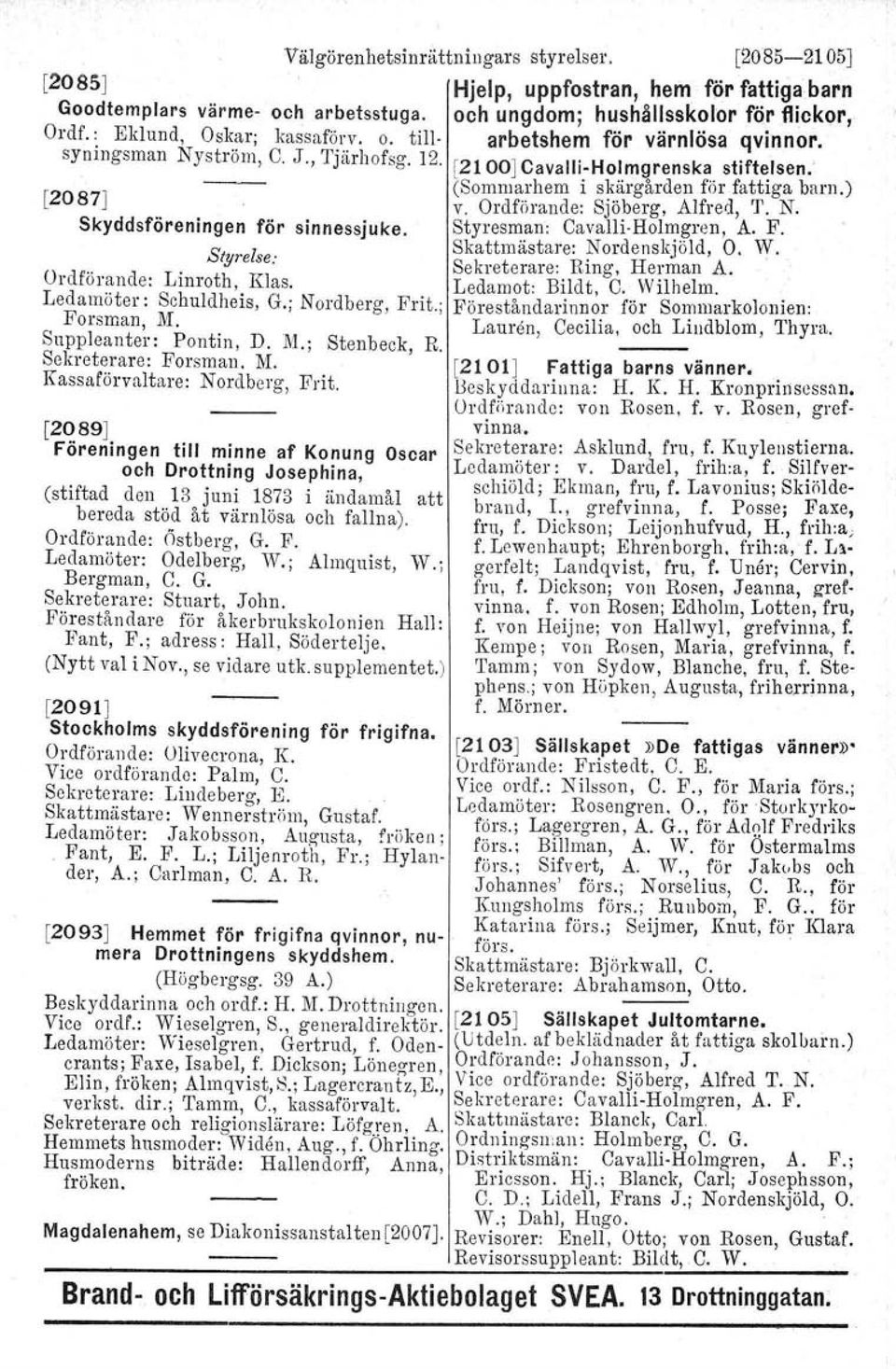 ; Forsman, M. Suppleanter: Po ntin, D..M.; Stenbeck, R. Sekreterare: Forsman. M. Kassaförvaltare: Nordberg. Frit.