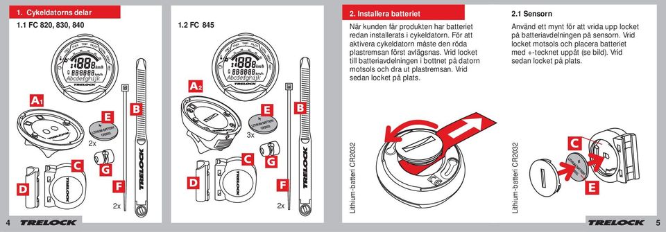 För att aktivera cykeldatorn måste den röda plastremsan först avlägsnas.