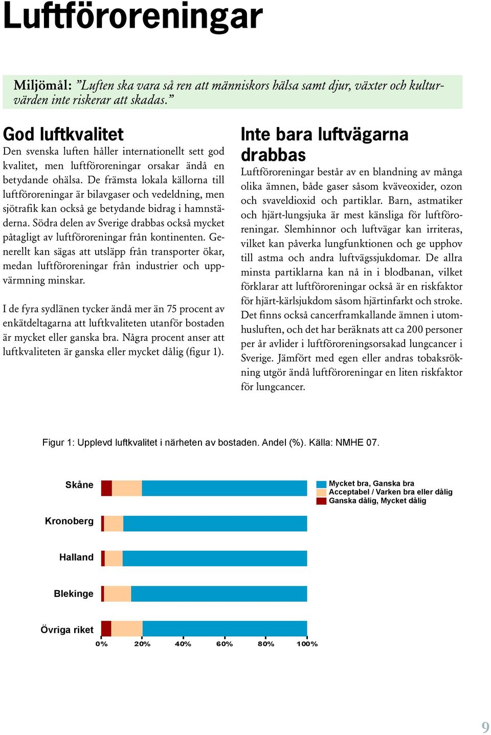 De främsta lokala källorna till luftföroreningar är bilavgaser och vedeldning, men sjötrafik kan också ge betydande bidrag i hamnstäderna.