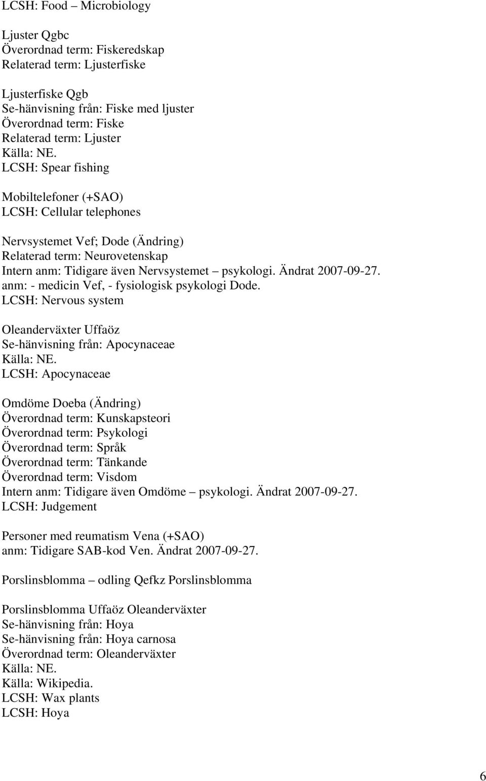 anm: - medicin Vef, - fysiologisk psykologi Dode.