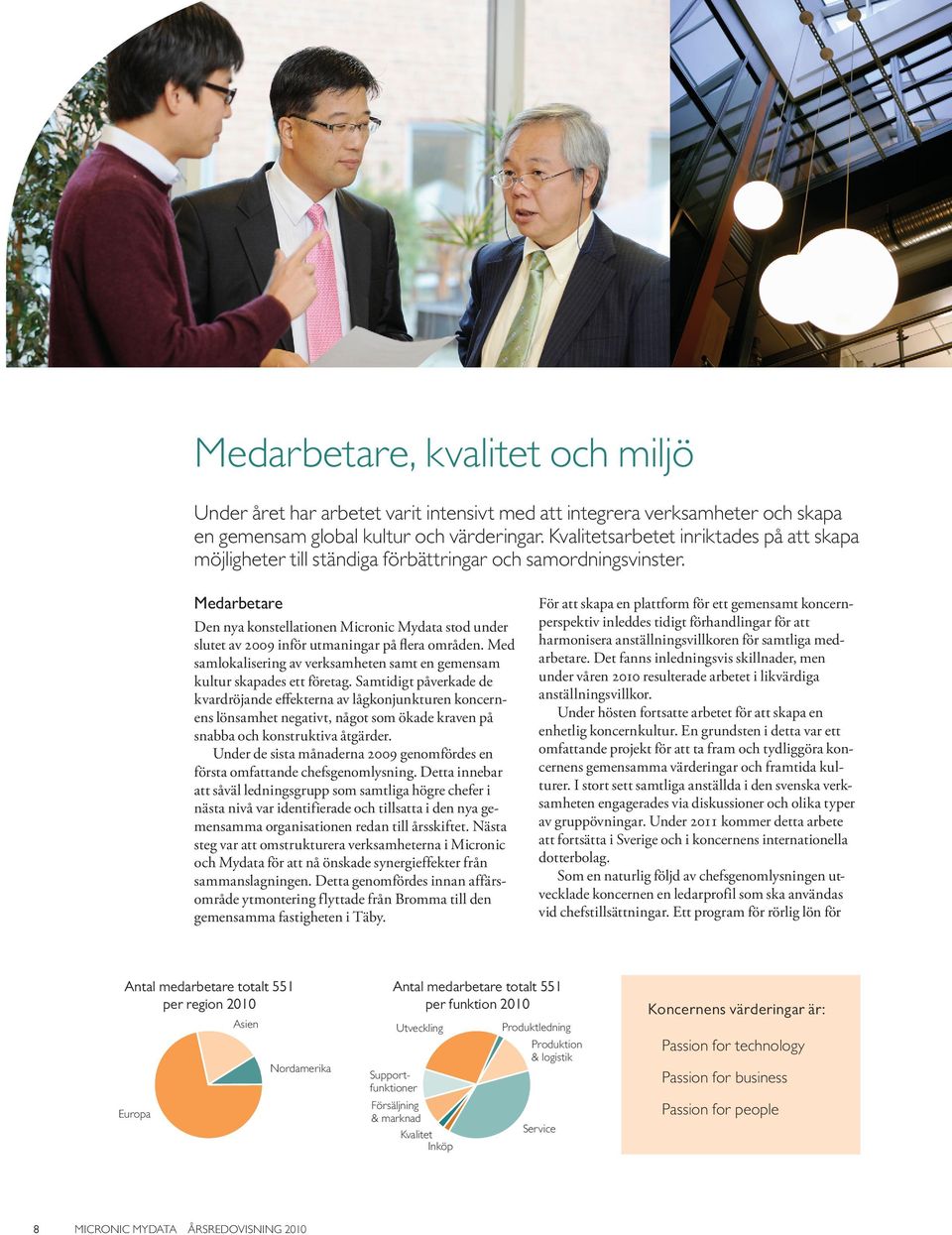 Medarbetare Den nya konstellationen Micronic Mydata stod under slutet av 2009 inför utmaningar på flera områden. Med samlokalisering av verksamheten samt en gemensam kultur skapades ett företag.