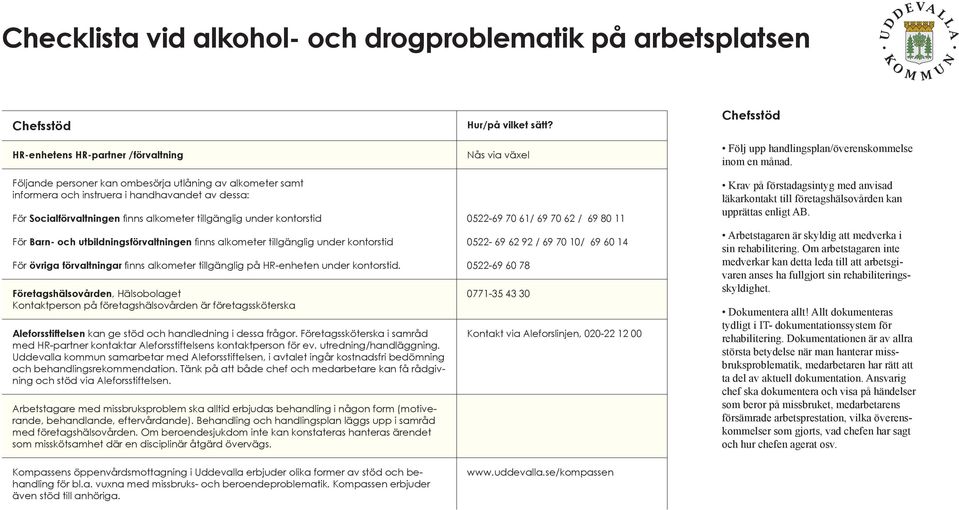 förvaltningar finns alkometer tillgänglig på HR-enheten under kontorstid.