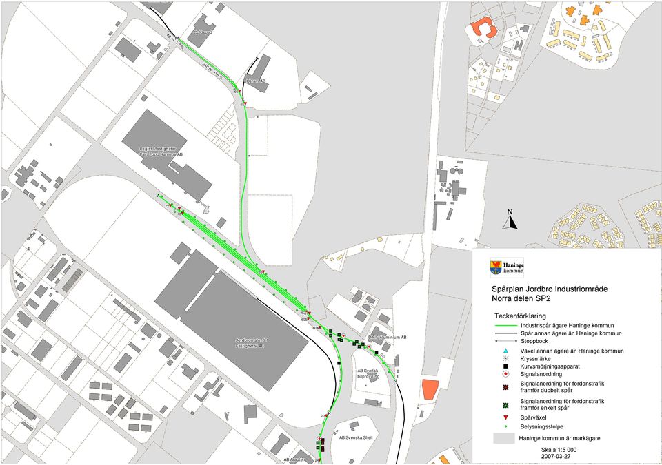 st Food Haninge AB 72 71 70 63 Spårplan Jordbro Industriområde Norra delen SP2 Jordbromalm 3:1 Fastigheter AB 6261 61 60B 60A D.F.F Aluminium AB AB Svensk bilprovning N