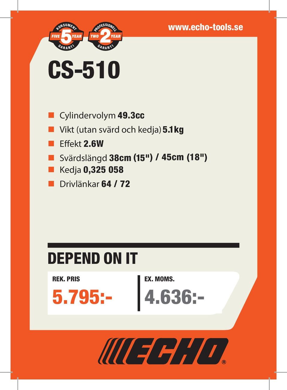 6W Output Svärdslängd 0.