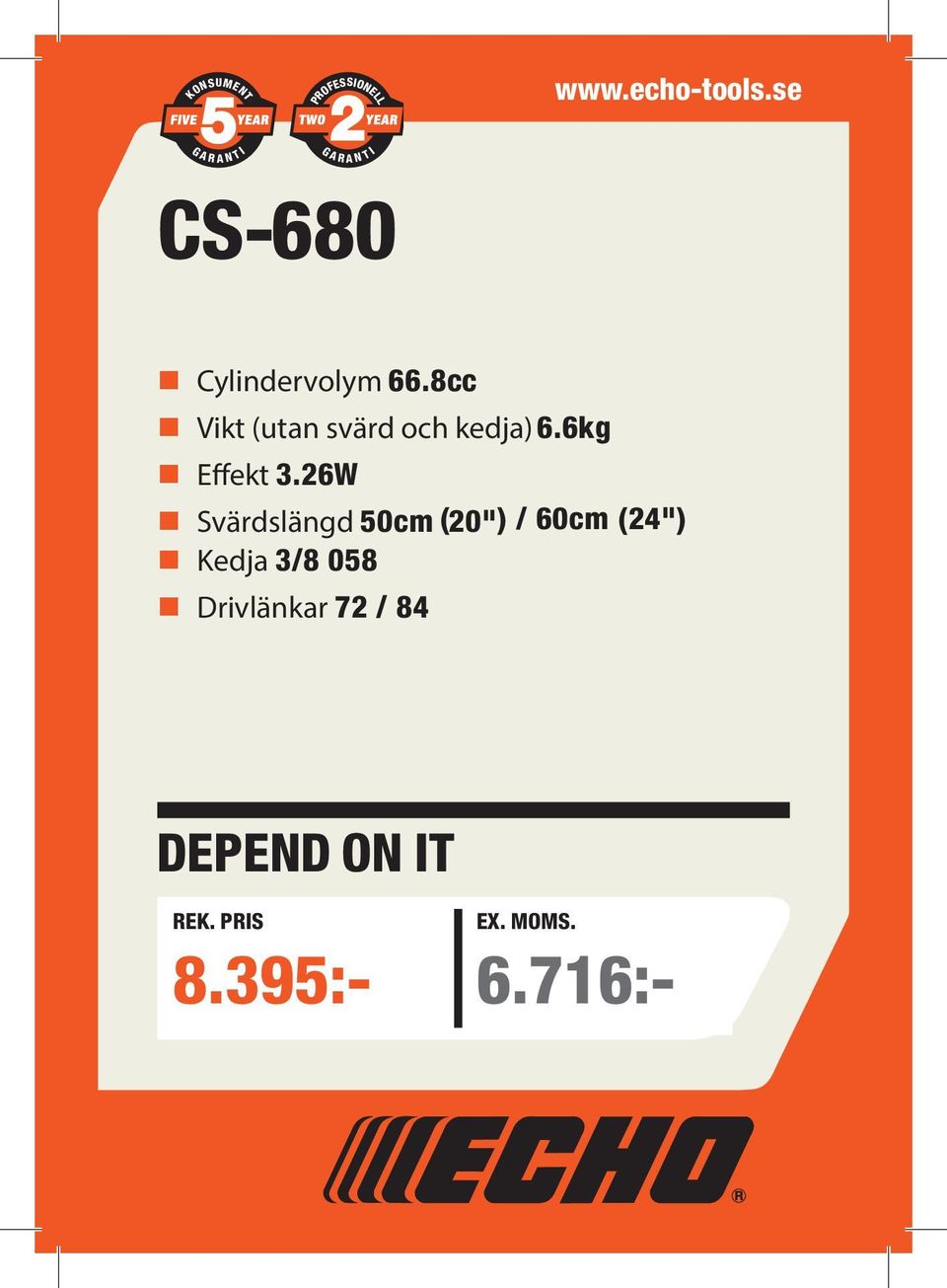 26W Output Svärdslängd 0.