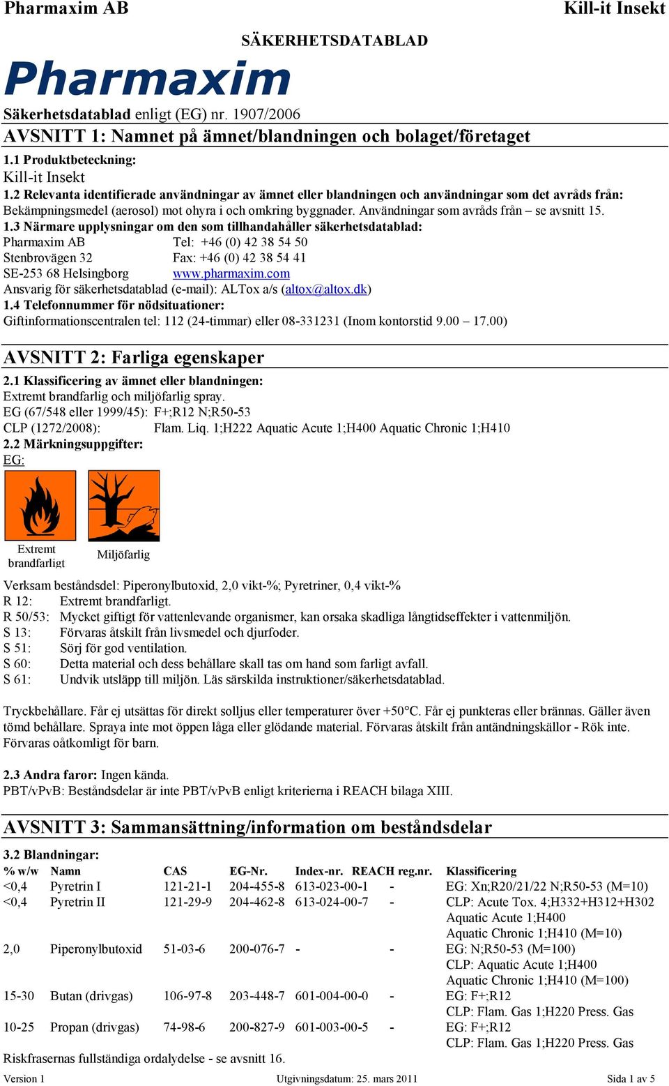 Användningar som avråds från se avsnitt 15