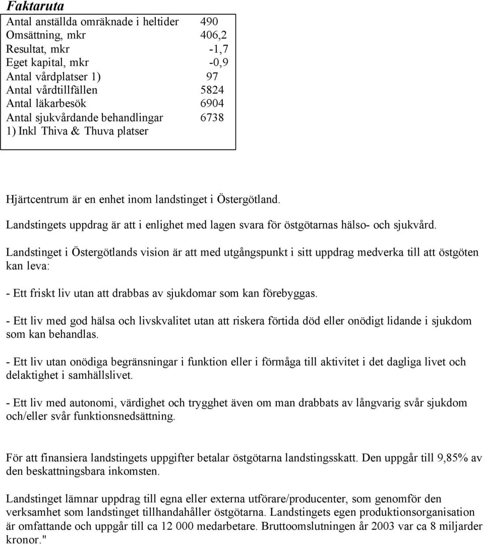 Landstingets uppdrag är att i enlighet med lagen svara för östgötarnas hälso- och sjukvård.