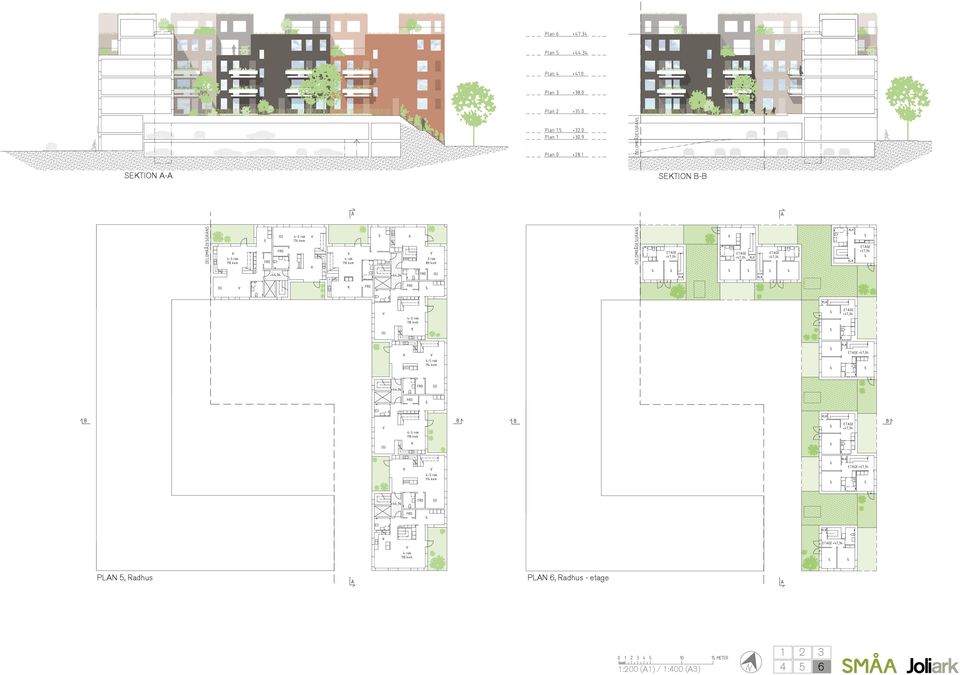 6, Radhus - etage 1:200