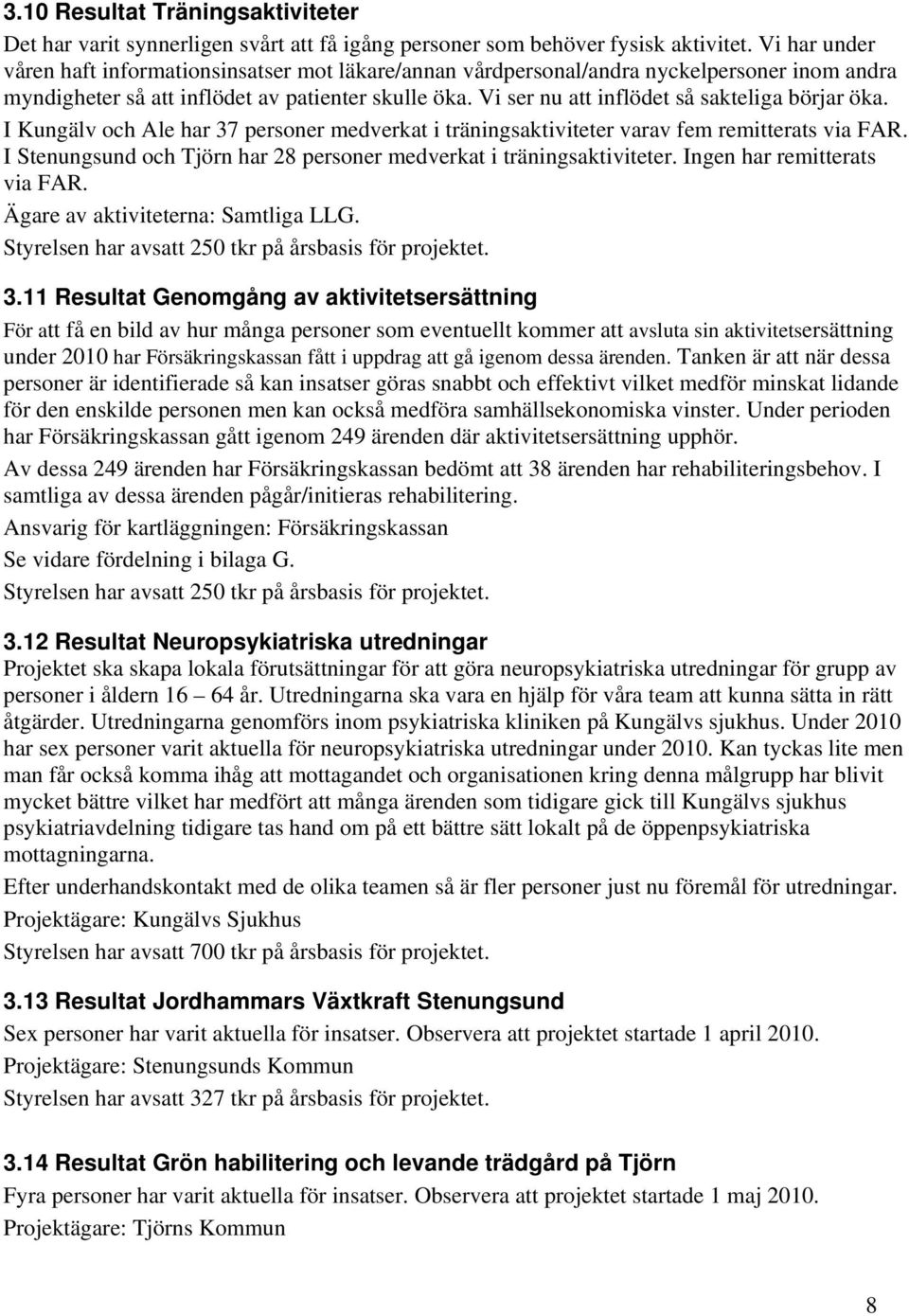 Vi ser nu att inflödet så sakteliga börjar öka. I Kungälv och Ale har 37 personer medverkat i träningsaktiviteter varav fem remitterats via FAR.