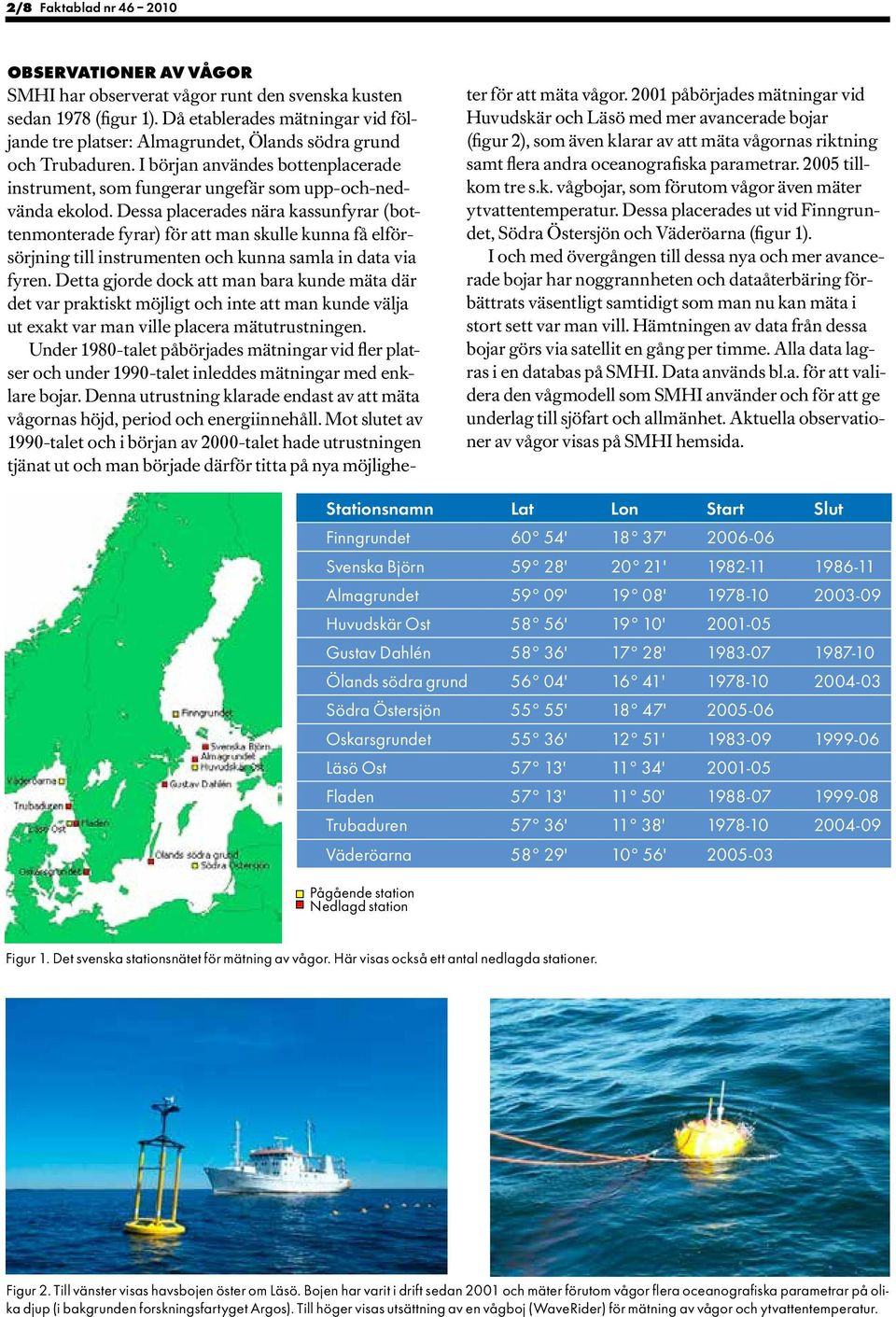 Dessa placerades nära kassunfyrar (bottenmonterade fyrar) för att man skulle kunna få elförsörjning till instrumenten och kunna samla in data via fyren.