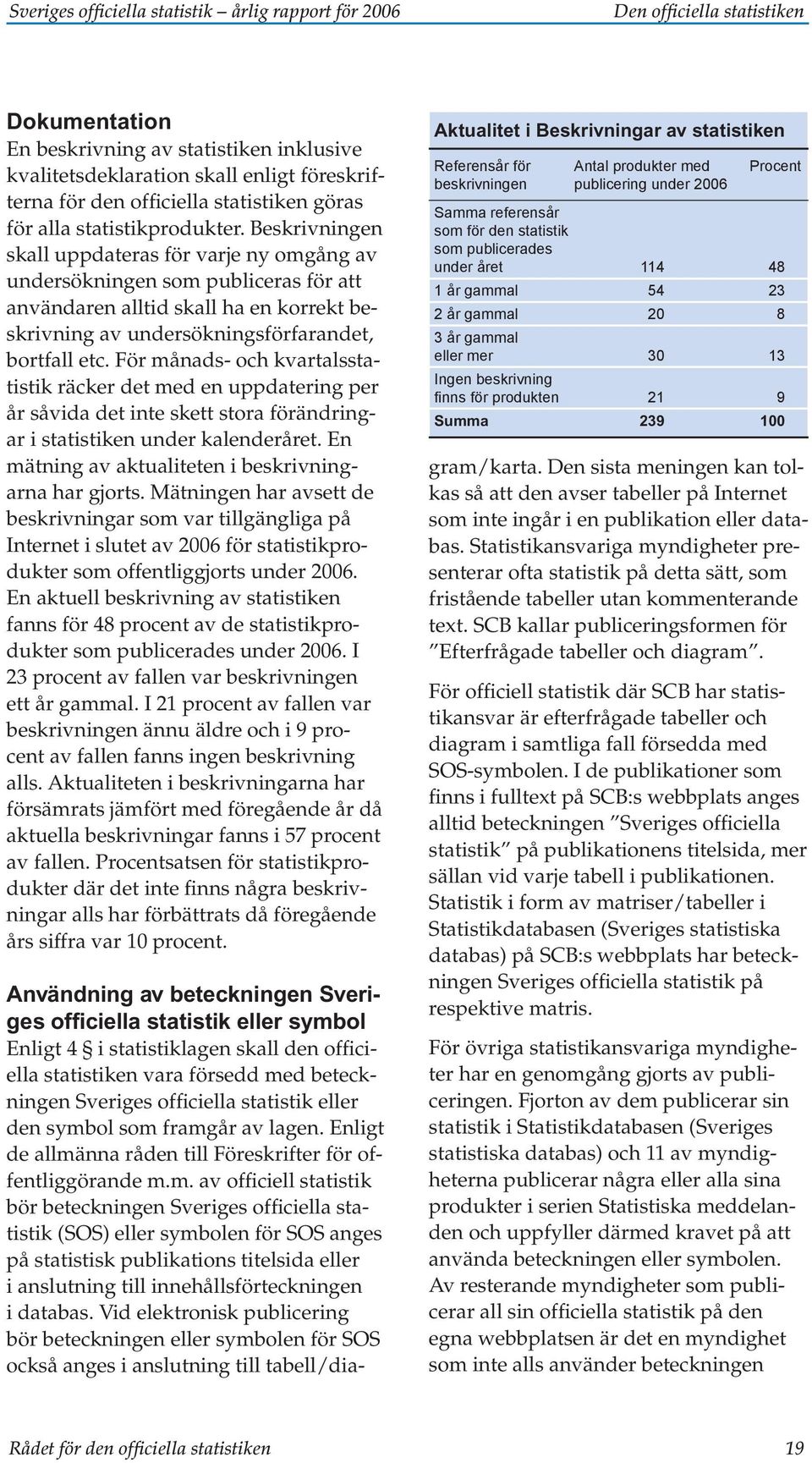 Beskrivningen skall uppdateras för varje ny omgång av undersökningen som publiceras för att användaren alltid skall ha en korrekt beskrivning av undersökningsförfarandet, bortfall etc.