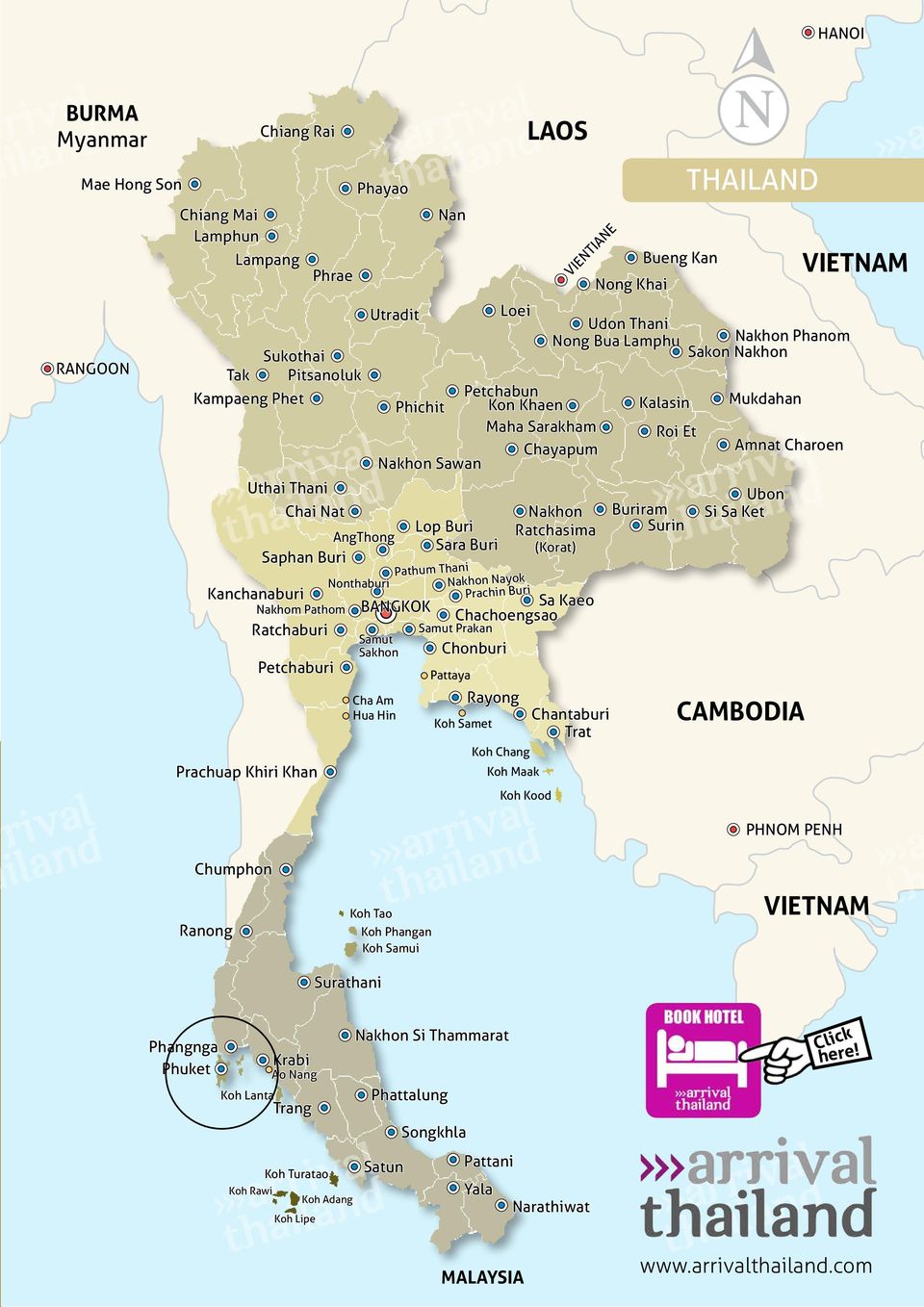 Chonburi Pattaya Loei Koh Chang Koh Maak Koh Kood LAOS VIENTIANE Petchabun Kon Khaen Maha Sarakham Sa Kaeo Chachoengsao Koh Samet Rayong Nakhon Ratchasima (Korat) Nong Khai Udon Thani Nong Bua Lamphu