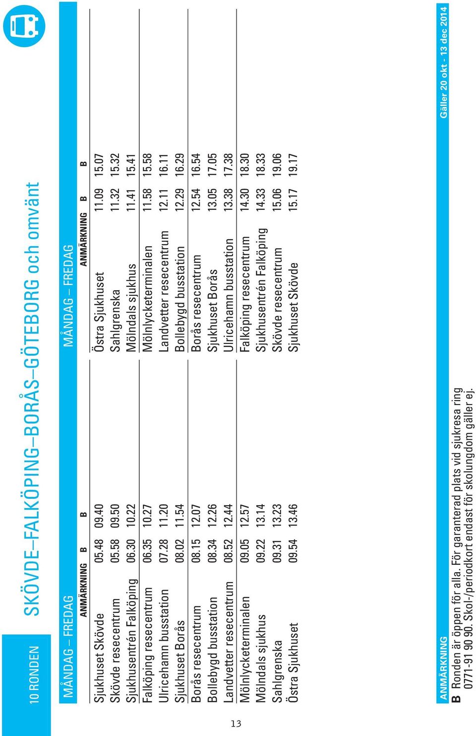 54 Bollebyg busstation 12.29 16.29 Borås resecentrum 08.15 12.07 Borås resecentrum 12.54 16.54 Bollebyg busstation 08.34 12.26 Sjukhuset Borås 13.05 17.05 Lanvetter resecentrum 08.52 12.