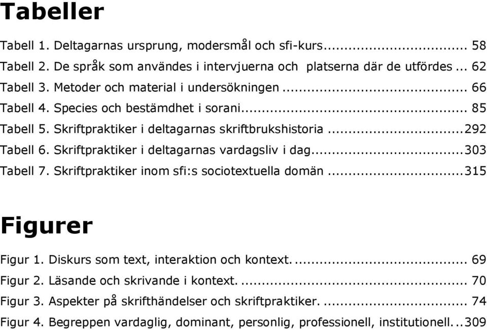 Skriftpraktiker i deltagarnas vardagsliv i dag... 303 Tabell 7. Skriftpraktiker inom sfi:s sociotextuella domän... 315 Figurer Figur 1. Diskurs som text, interaktion och kontext.