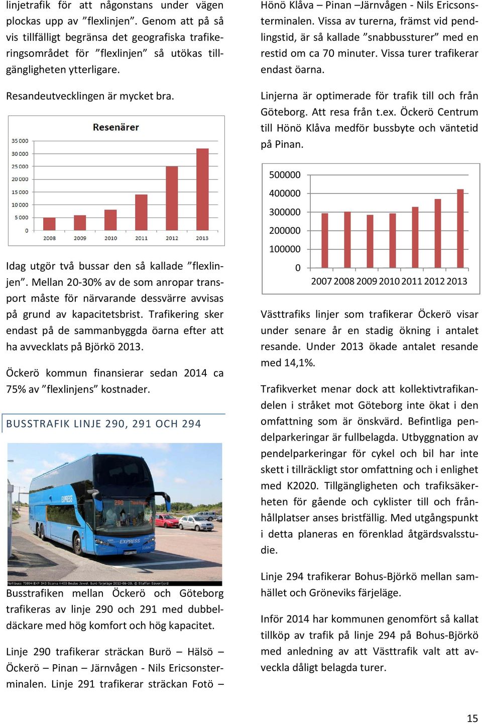 Idag utgör två bussar den så kallade flexlinjen. Mellan 20-30% av de som anropar transport måste för närvarande dessvärre avvisas på grund av kapacitetsbrist.