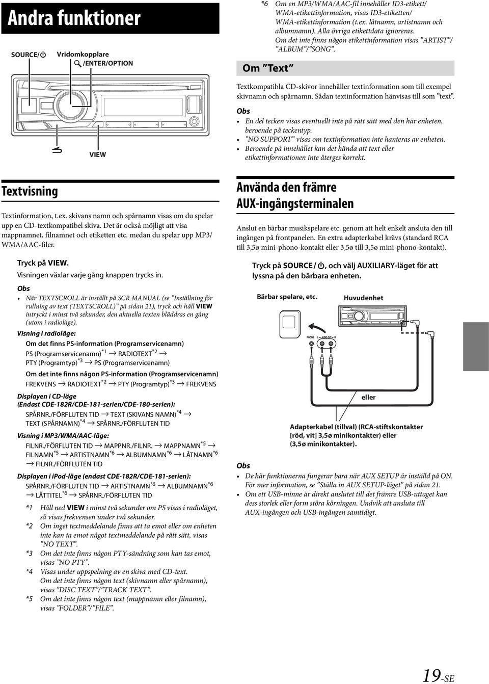 Om Text Textkompatibla CD-skivor innehåller textinformation som till exempel skivnamn och spårnamn. Sådan textinformation hänvisas till som text.