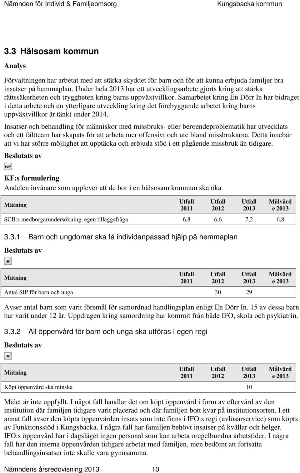 Samarbetet kring En Dörr In har bidraget i detta arbete och en ytterligare utveckling kring det förebyggande arbetet kring barns uppväxtvillkor är tänkt under 2014.