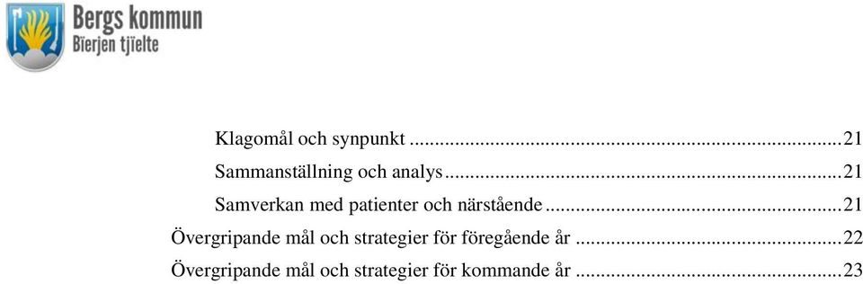 .. 21 Övergripande mål och strategier för föregående år.