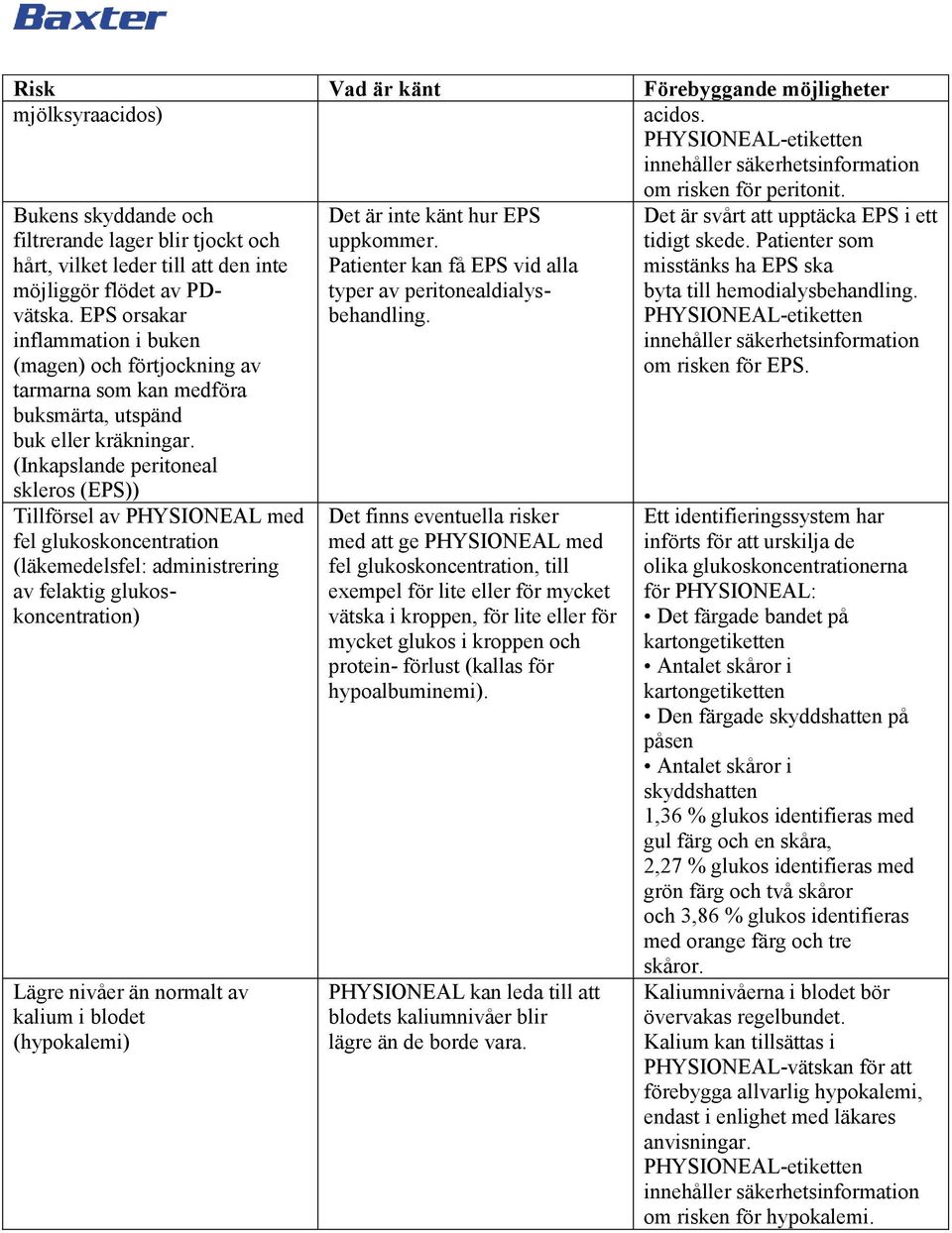 EPS orsakar inflammation i buken (magen) och förtjockning av tarmarna som kan medföra buksmärta, utspänd buk eller kräkningar.