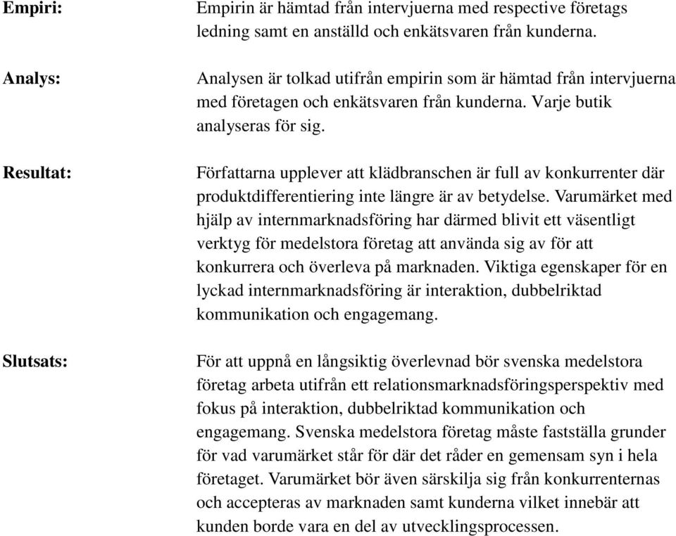 Författarna upplever att klädbranschen är full av konkurrenter där produktdifferentiering inte längre är av betydelse.