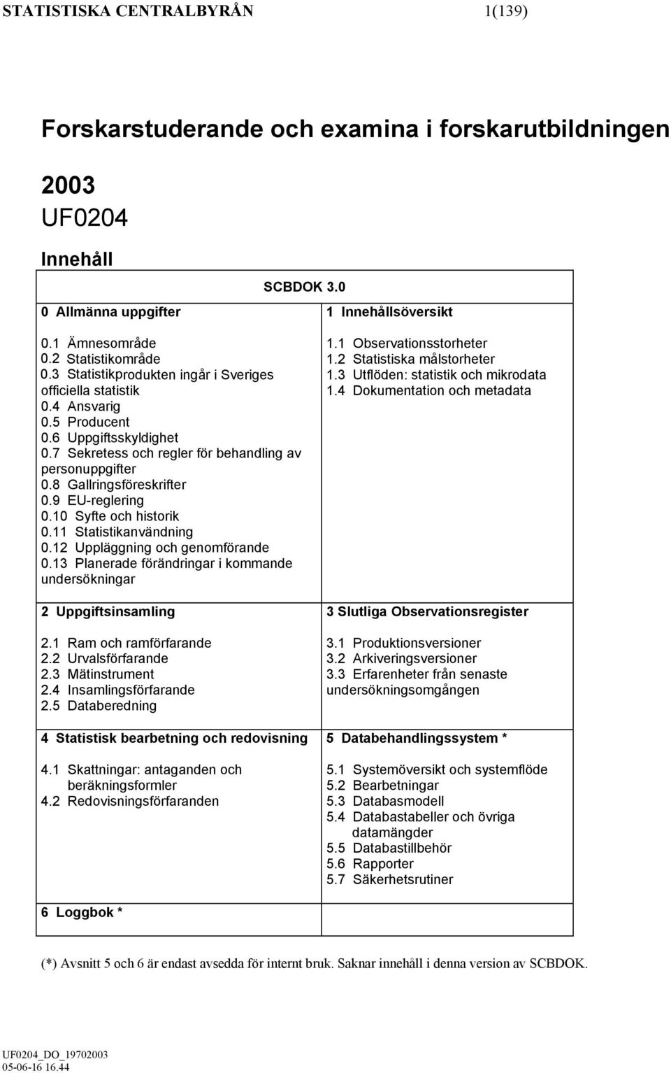 9 EU-reglering 0.10 Syfte och historik 0.11 Statistikanvändning 0.12 Uppläggning och genomförande 0.13 Planerade förändringar i kommande undersökningar 2 Uppgiftsinsamling 2.1 Ram och ramförfarande 2.