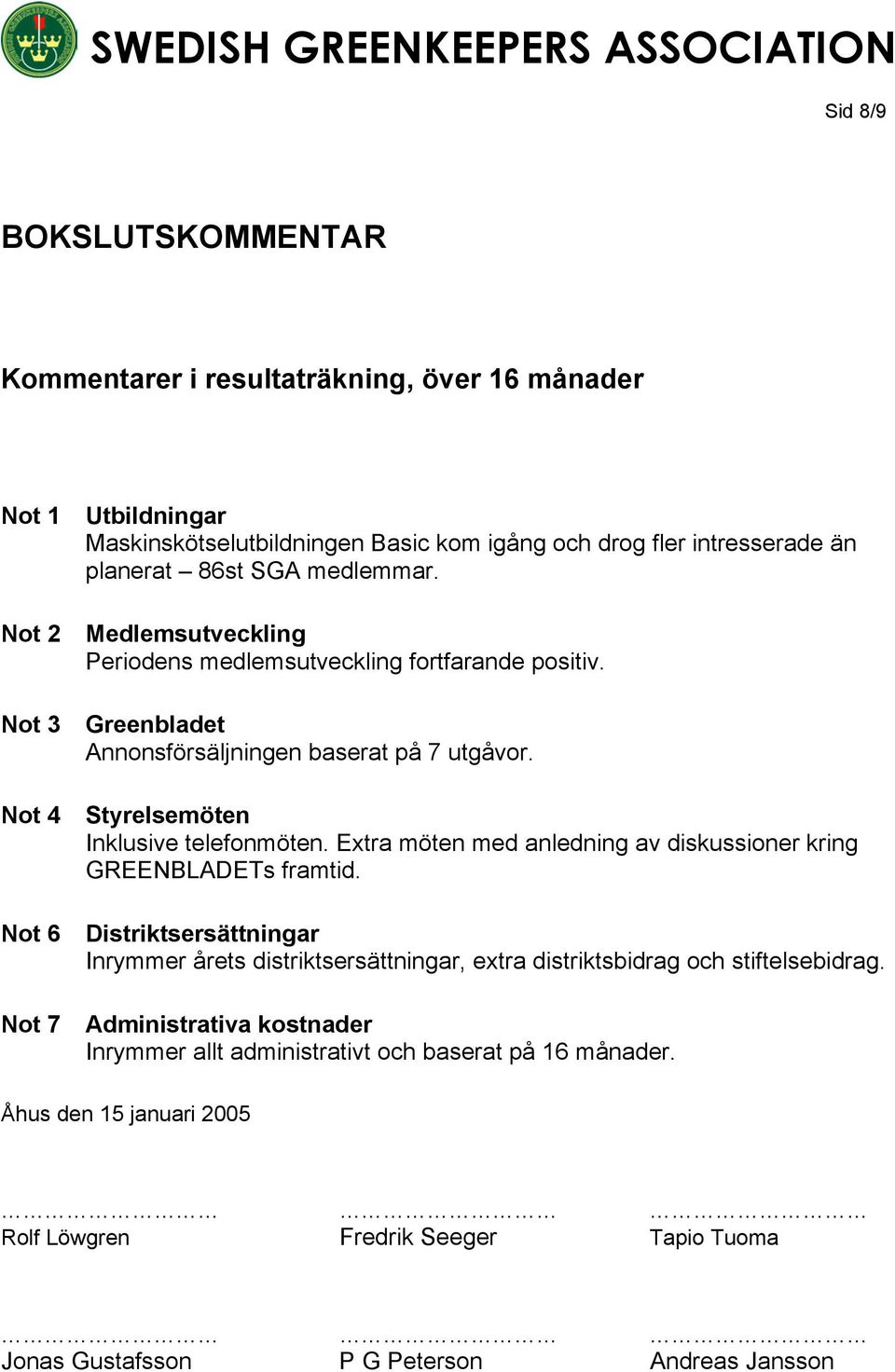 Styrelsemöten Inklusive telefonmöten. Extra möten med anledning av diskussioner kring GREENBLADETs framtid.