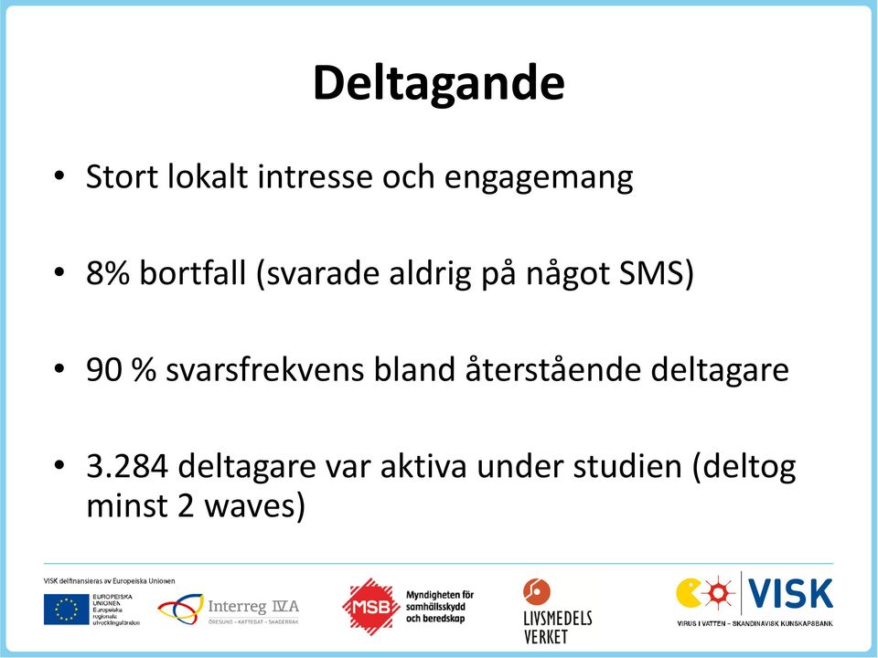 svarsfrekvens bland återstående deltagare 3.