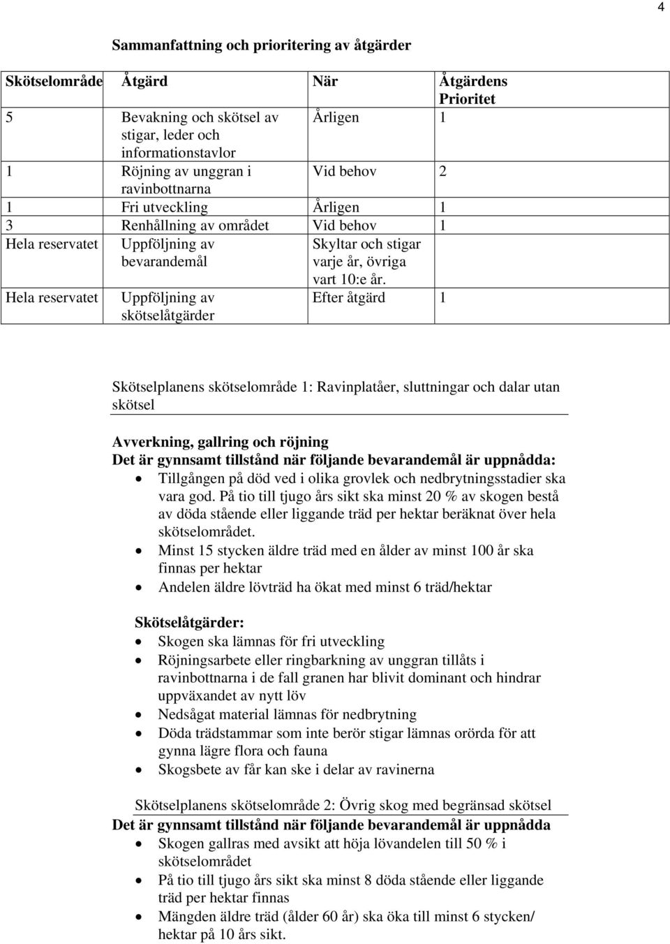 skötselåtgärder vart 10:e år.