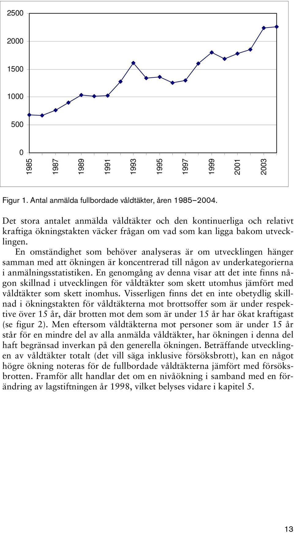 En omständighet som behöver analyseras är om utvecklingen hänger samman med att ökningen är koncentrerad till någon av underkategorierna i anmälningsstatistiken.