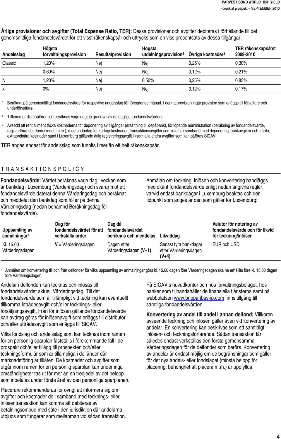 Andelsslag Högsta förvaltningsprovision Resultatprovision Högsta utdelningsprovision 2 Övriga kostnader 3 Classic,20% Nej Nej 0,25% 0,30% I 0,60% Nej Nej 0,2% 0,2% N,20% Nej 0,50% 0,25% 0,83% x 0%