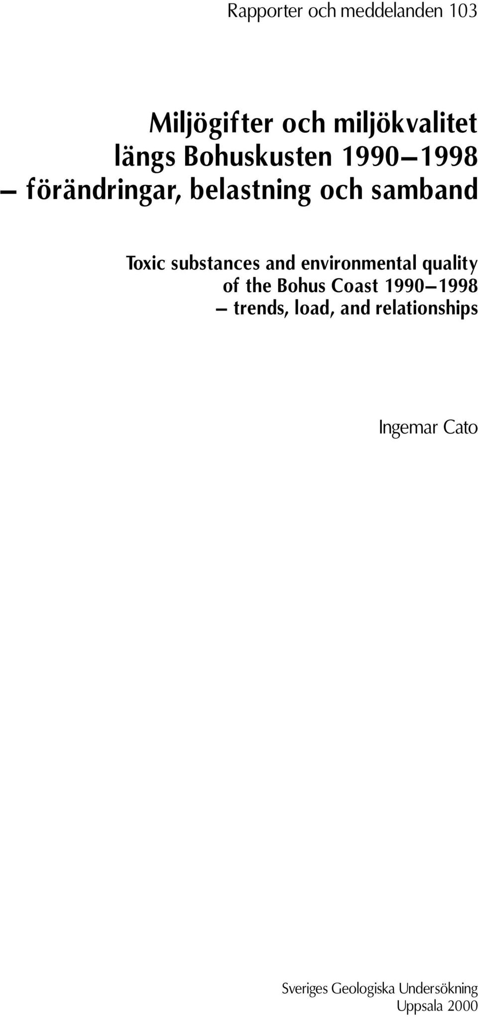 substances and environmental quality of the Bohus Coast 199 1998