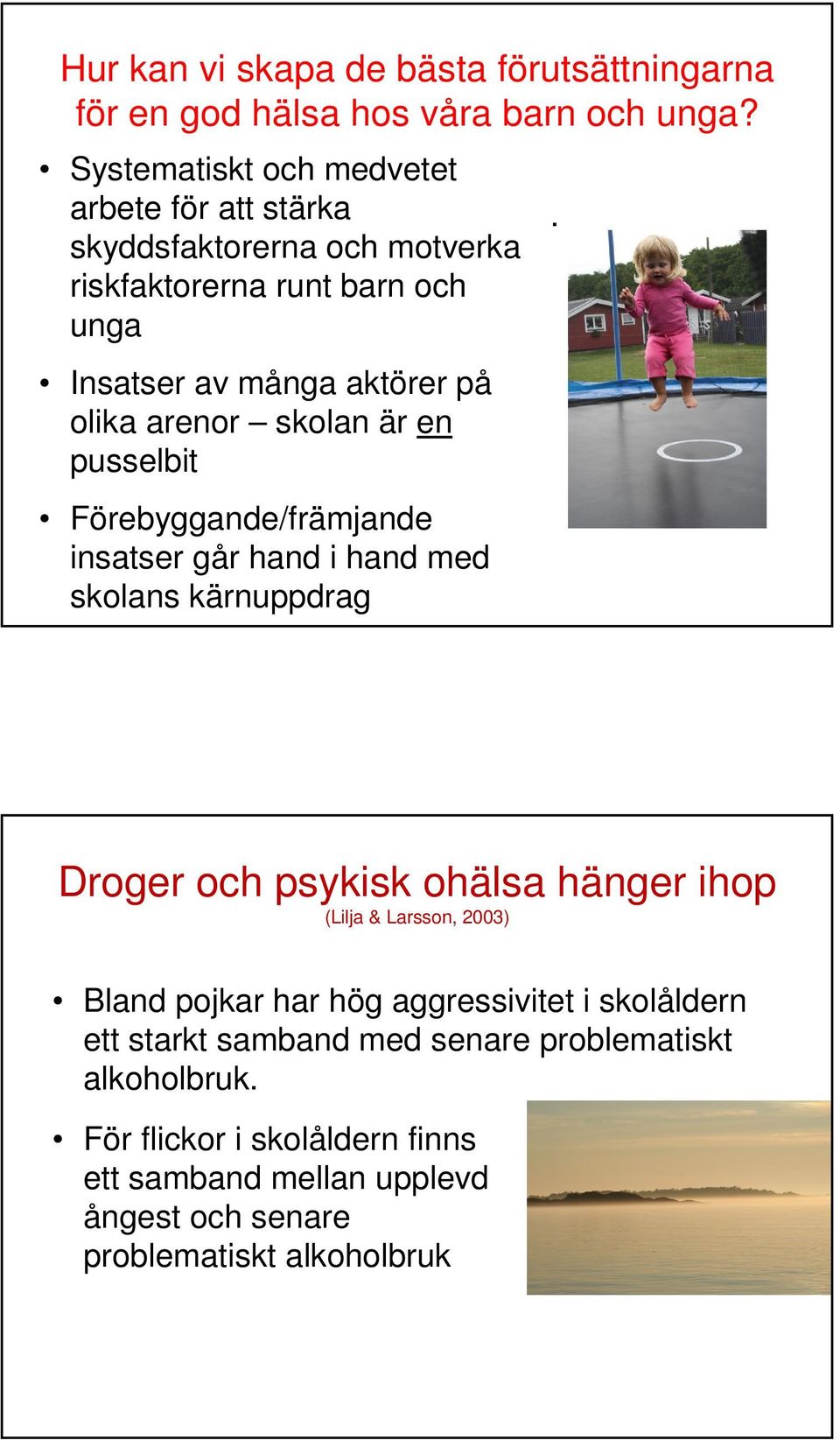 arenor skolan är en pusselbit Förebyggande/främjande insatser går hand i hand med skolans kärnuppdrag.