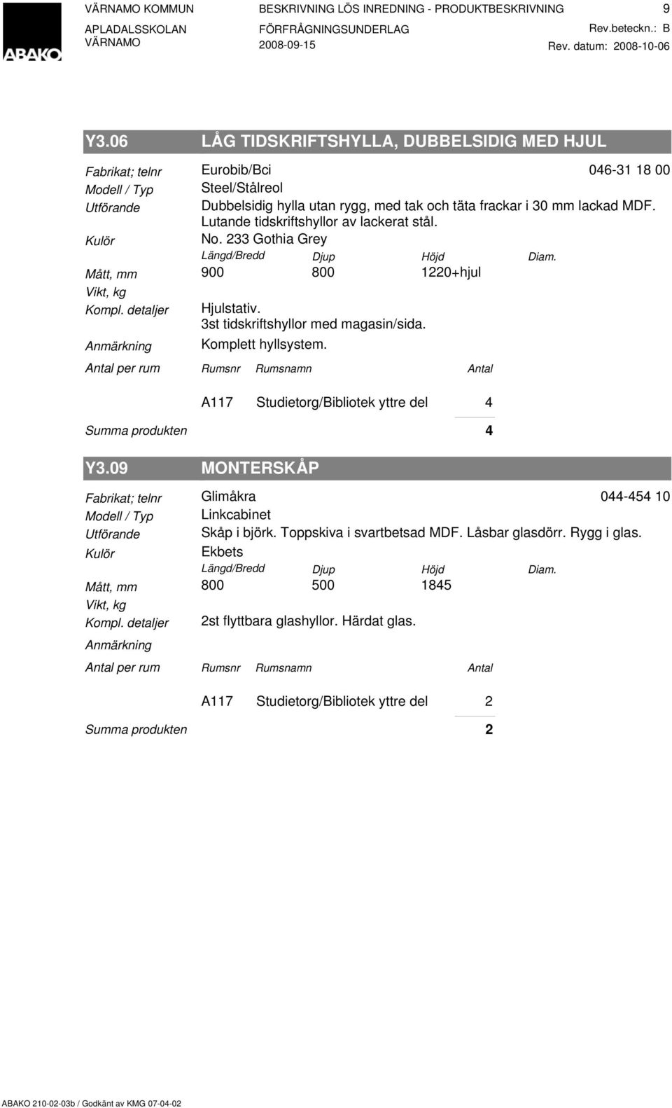 Lutande tidskriftshyllor av lackerat stål. No. 233 Gothia Grey 900 800 1220+hjul Hjulstativ. 3st tidskriftshyllor med magasin/sida. Komplett hyllsystem.