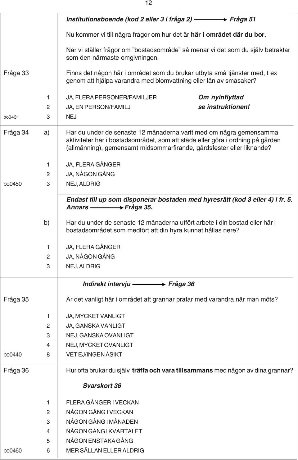 Fråga 33 Finns det någon här i området som du brukar utbyta små tjänster med, t ex genom att hjälpa varandra med blomvattning eller lån av småsaker?