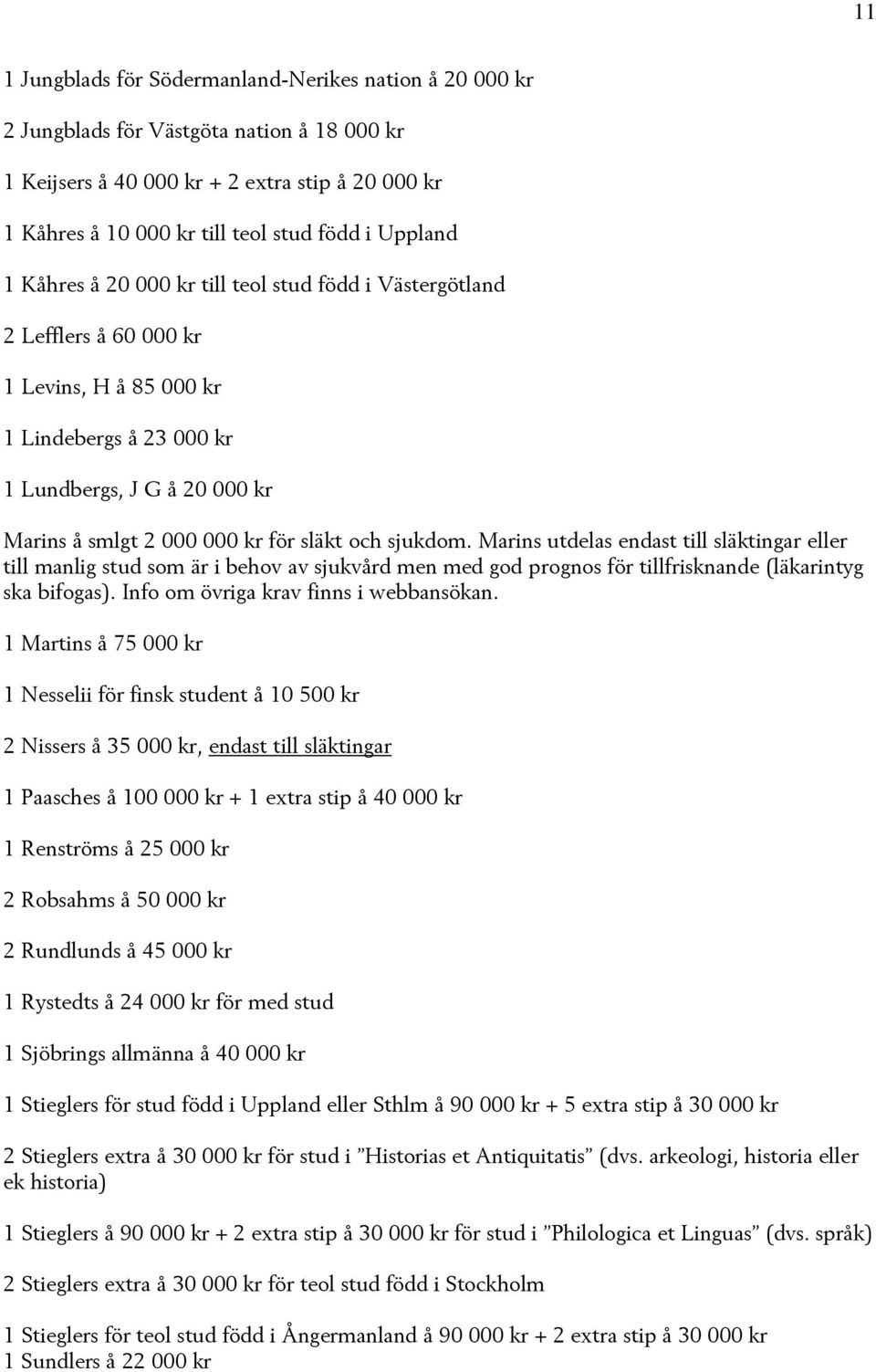 släkt och sjukdom. Marins utdelas endast till släktingar eller till manlig stud som är i behov av sjukvård men med god prognos för tillfrisknande (läkarintyg ska bifogas).