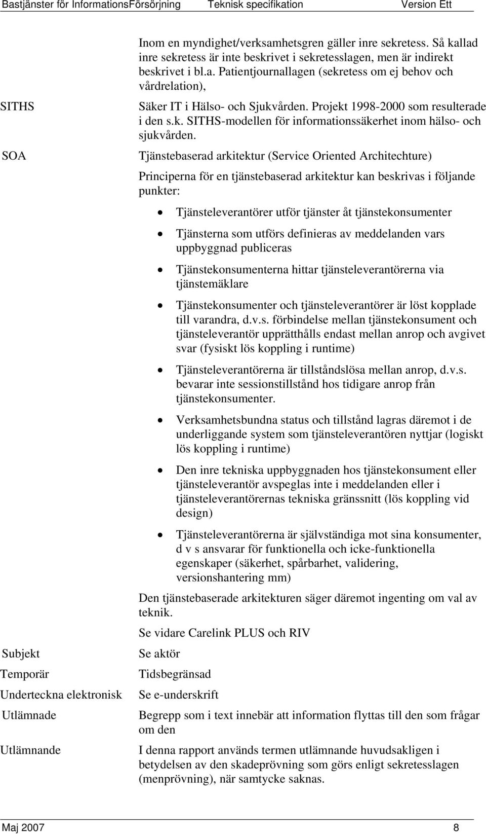 Projekt 1998-2000 som resulterade i den s.k. SITHS-modellen för informationssäkerhet inom hälso- och sjukvården.