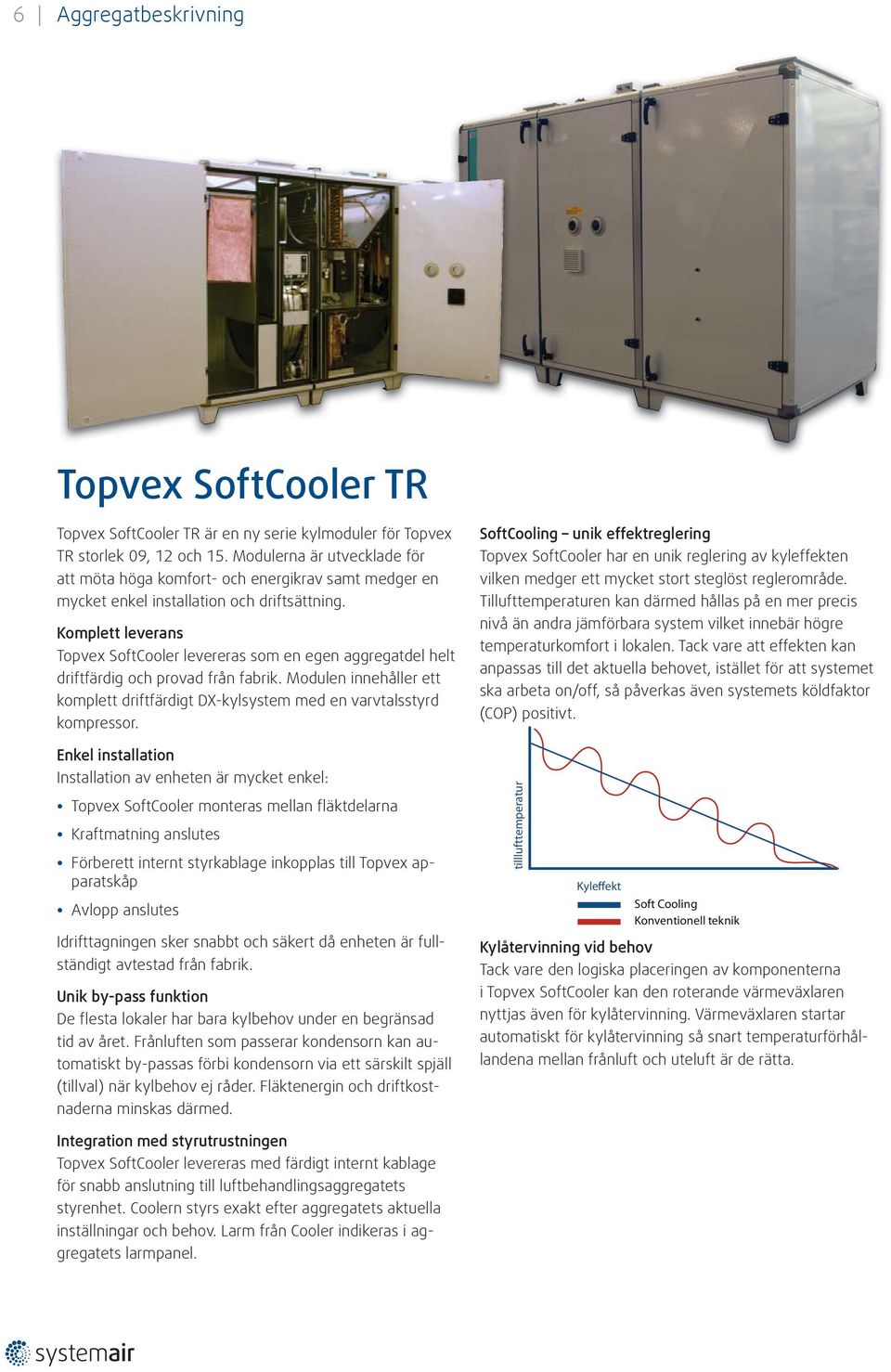 Komplett leverans Topvex SoftCooler levereras som en egen aggregatdel helt driftfärdig och provad från fabrik.