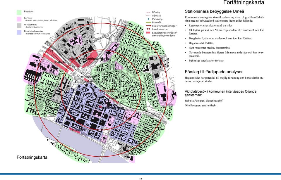 strategiska översiktsplanering visar på god framförhållning med ny bebyggelse i stationsnära lägen enligt följande: Regementet nyexploateras på tre sidor E4 flyttas på sikt och Västra Esplanaden blir