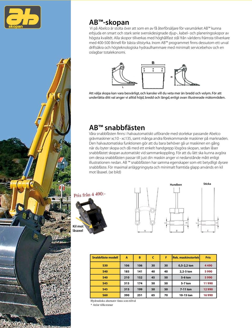 Inom AB programmet finns dessutom ett urval driftsäkra och högteknologiska hydraulhammare med minimalt servicebehov och en oslagbar totalekonomi.