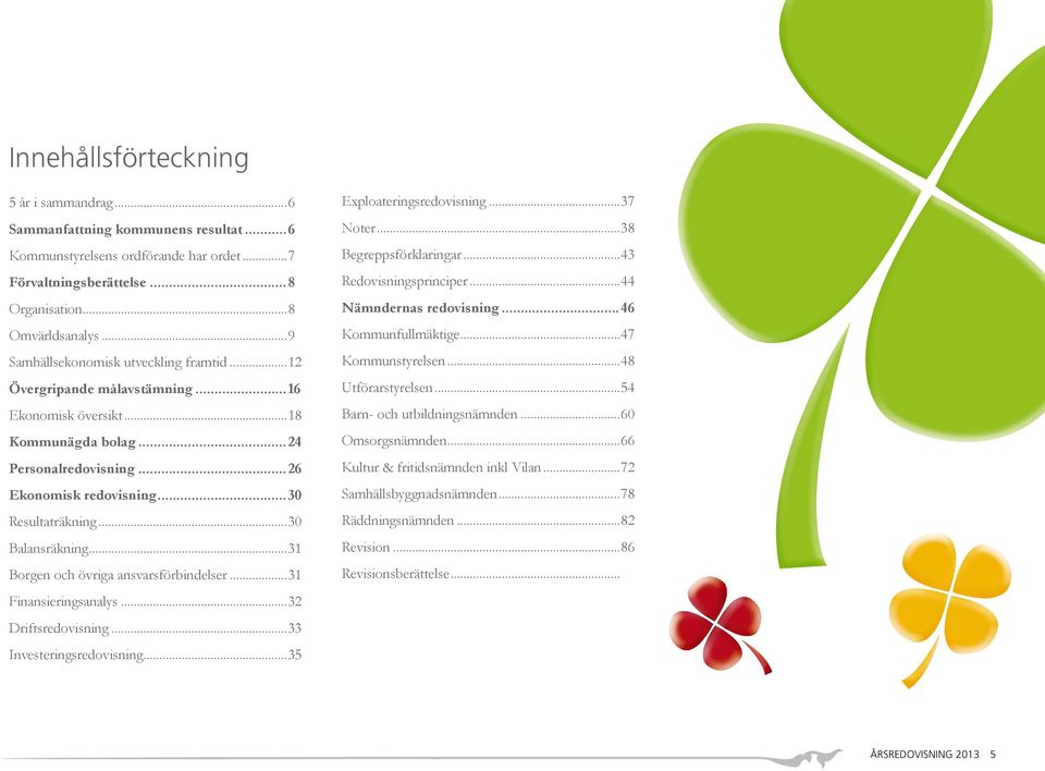..30 Balansräkning...31 Borgen och övriga ansvarsförbindelser...31 Finansieringsanalys...32 Driftsredovisning...33 Investeringsredovisning...35 Exploateringsredovisning...37 Noter.