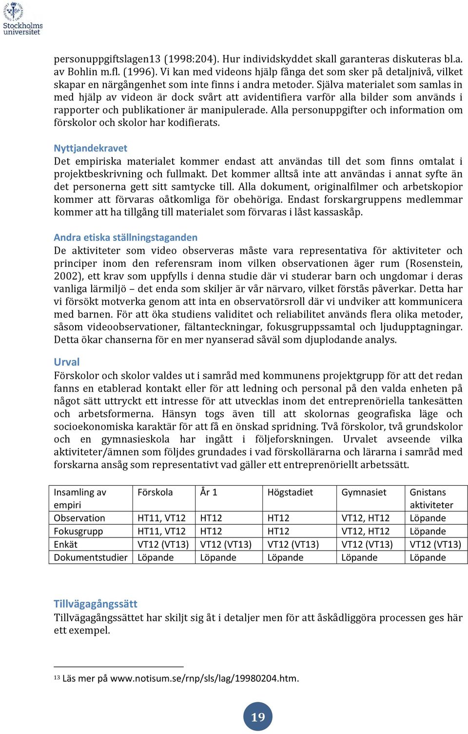 Själva materialet som samlas in med hjälp av videon är dock svårt att avidentifiera varför alla bilder som används i rapporter och publikationer är manipulerade.