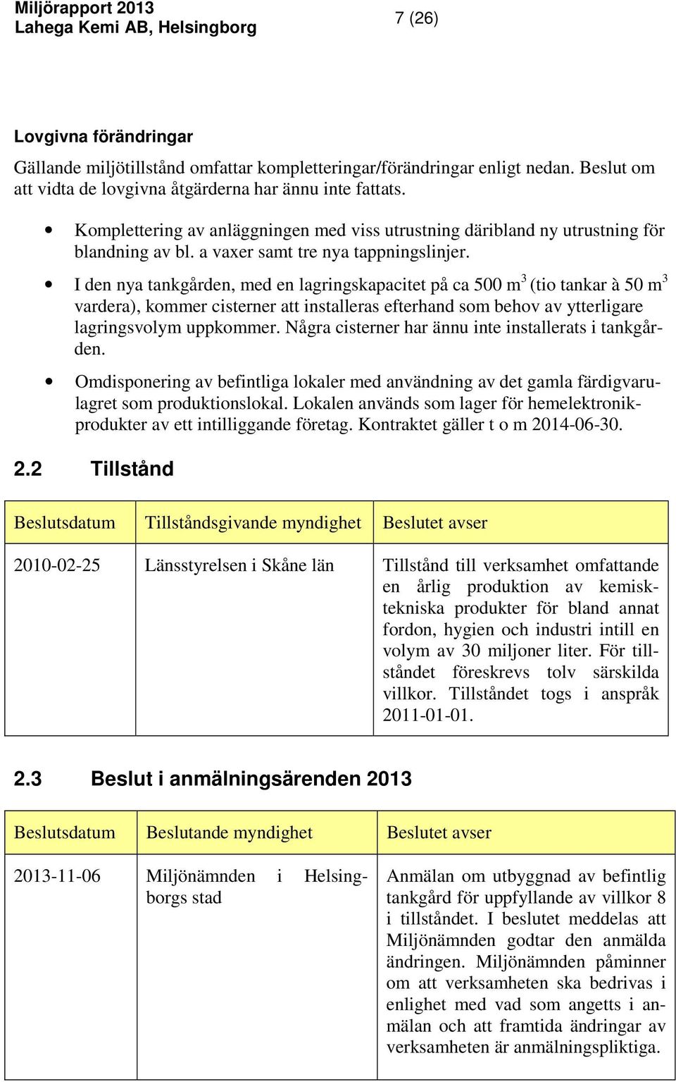 I den nya tankgården, med en lagringskapacitet på ca 500 m 3 (tio tankar à 50 m 3 vardera), kommer cisterner att installeras efterhand som behov av ytterligare lagringsvolym uppkommer.