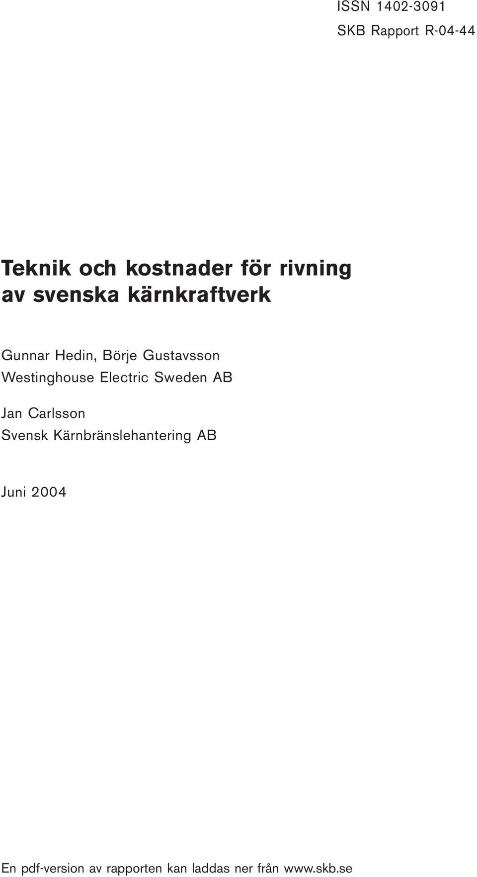 Westinghouse Electric Sweden AB Jan Carlsson Svensk